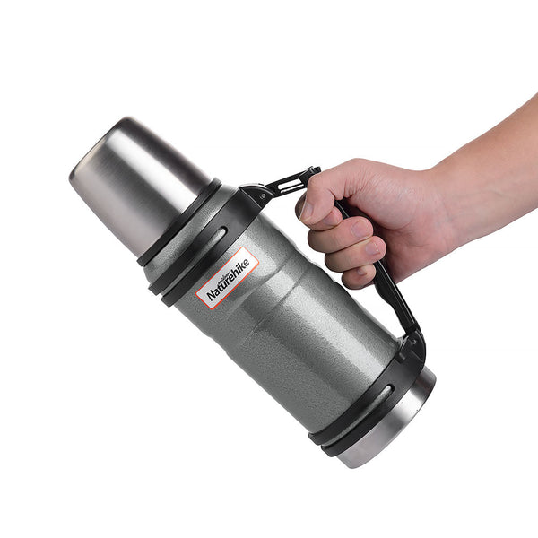 Side view of NatureHike 1 litre stainless steel thermos flask